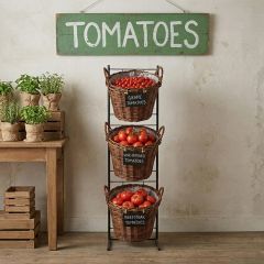 Three Tier Wicker Basket Market Stand