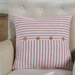 Ticking Red Stripe Accent Pillow