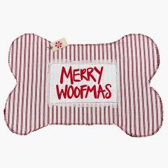 Ticking Stripe Merry Woofmas Dog Mat Set of 2
