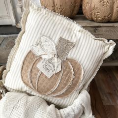 Ticking Stripe Pumpkin Pillow