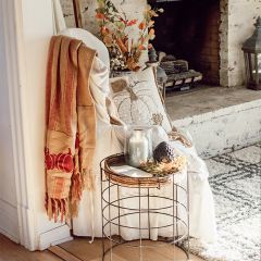 Ticking Stripe Pumpkin Throw Blanket