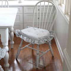 Ticking Stripe Ruffled Chair Cushion