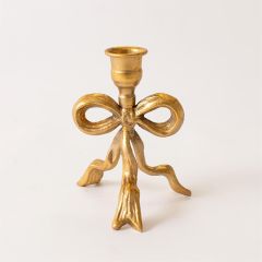 Tied Golden Bow Taper Holder
