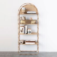 Tiered Bamboo and Rattan Display Shelf