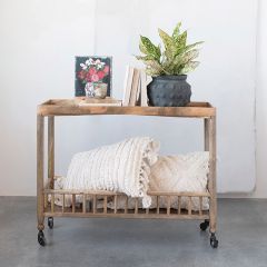 Tiered Mango Wood Bar Cart