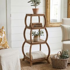Tiered Natural Wood Rounded Stand