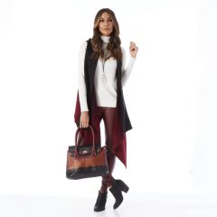Tiered Vest Cardigan Burgundy