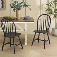 Timeless Farmhouse Sleek Black Dining Chair Set of 2