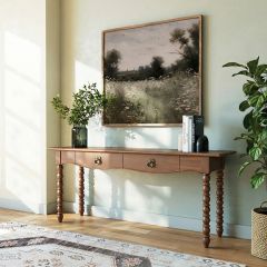 Timeless Farmhouse Spindle Leg Console Table Brown