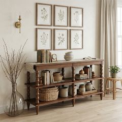 Timeless Farmhouse Wide Spindle Bookcase Brown