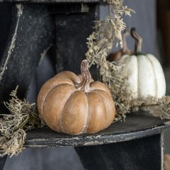 Timeless Tan Tabletop Pumpkin 5.25 Inch