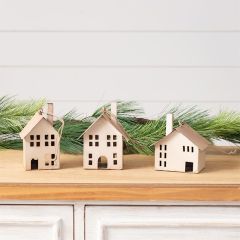 Tin Saltbox House Ornament Set of 9