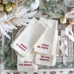 Tis The Season Embroidered Napkin Set of 4