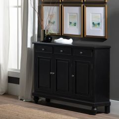 Traditional 3 Door Black Buffet Cabinet | SHIPS FREE