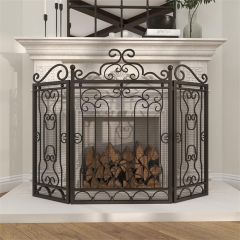 Traditional Scrolled Metal Fireplace Screen