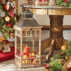 Traditional Style Metal Candle Lantern Set of 2