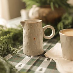 Tree Motif Debossed Stoneware Pitcher