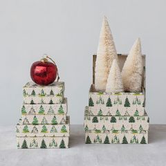 Tree Pattern Holiday Gift Boxes Set of 5