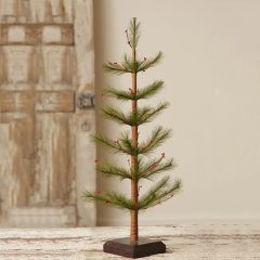 Tree with Berries on Wood Stand Set of 2