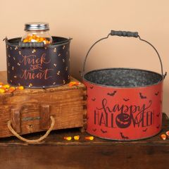 Trick or Treat Halloween Buckets Set of 2