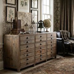 Triple Door Rustic Farmhouse Sideboard Cabinet