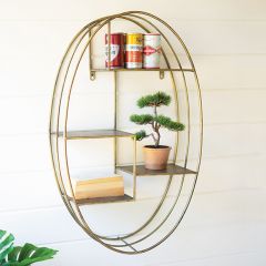 Triple Oval Brass Wall Shelf