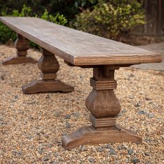 Triple Pedestal Rustic Wood Bench Seat