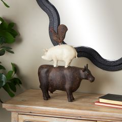 Triple Stacked Farm Animal Totem Statue