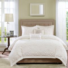 Tufted Chenille Cotton 3 Piece Comforter Set