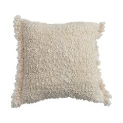 Tufted Cream Indoor/Outdoor Throw Pillow