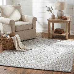 Tufted Diamond Blue/Ivory Area Rug