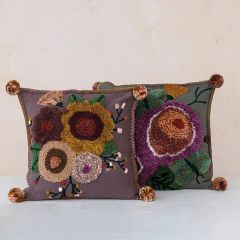 Tufted Floral Embroidered Accent Pillows Set of 2