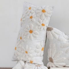 Tufted Garden Flowers Lumbar Pillow