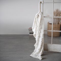 Tufted Gold Dot Throw Blanket With Tassels