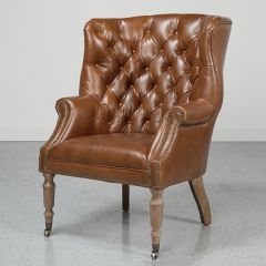 Tufted Leather Club Chair With Casters