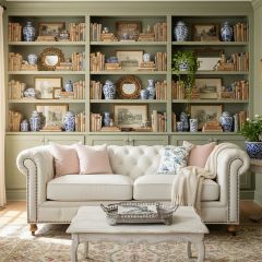 Tufted Leather Roll Arm Sofa