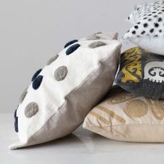 Tufted Polka Dots Chambray Throw Pillow