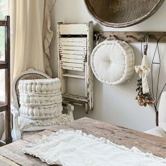 Tufted Round Floor Cushion Natural