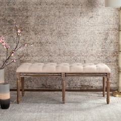 Tufted Traditional Wood Bench