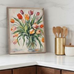Tulips In Clear Vase Framed Wall Art