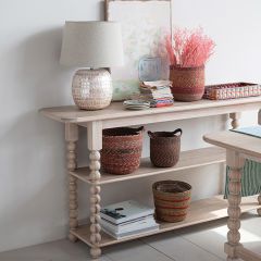 Turned Leg Console Table With Shelves