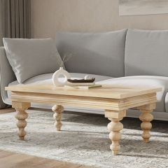 Turned Leg Parquet Top Coffee Table