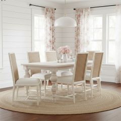Turned Leg Rustic White Dining Table
