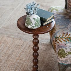 Turned Wood Round Drink Table