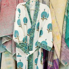 Turquoise Gardens Waffle Robe