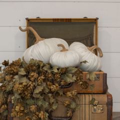 Twisted Stem 7 Inch Fabric Pumpkin
