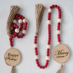 Two Color Paulownia Wood Bead Garland