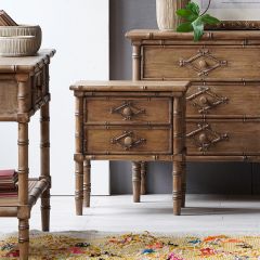 Two Drawer Faux Bamboo Night Stand