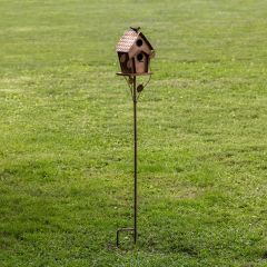Two Hole Copper Birdhouse Garden Stake