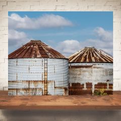 Two Rustic Silos Print Wall Art
